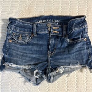 American Eagle Outfitters Blue Jean Shorts Distressed Cut-Off Style